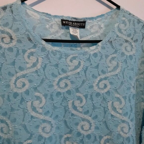 Vintage Women's Wear About Lace Tulle Semi-Sheer Top Size Large - Picture 3 of 7